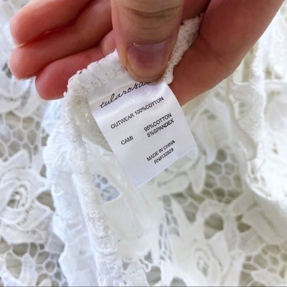 Tularosa X Revolve Cream Floral Lace Backless Cotton Mini Dress with Slip M - Picture 10 of 12